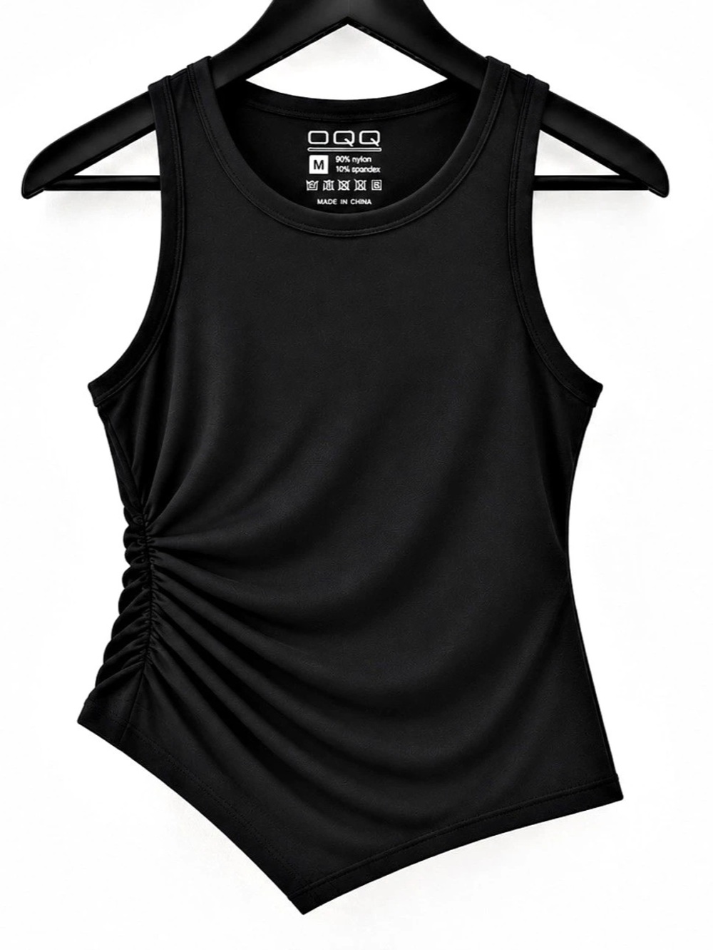 Black Sculpting Ruched Asymmetrical Tank Top Size M